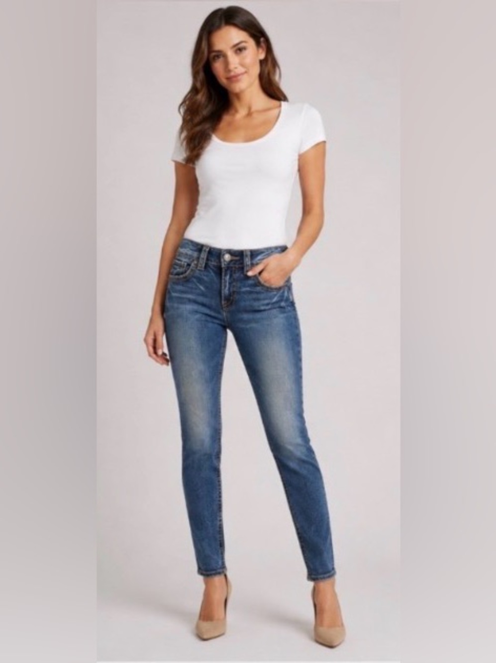 Silver Jeans Co. Suki Mid Skinny Jeans Women’s Distressed Medium Wash Size 28